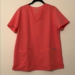 Figs Neon Pink Scrub Top